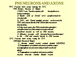 PNS NEURONS AND AXONS